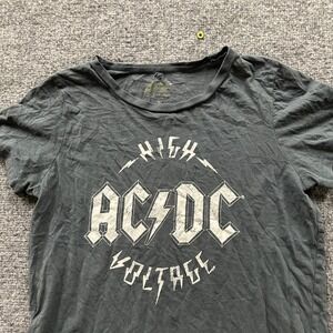 AC/DC T-Shirt Womens Size M Grey High Voltage Graphic Rock Band Short Sleeve